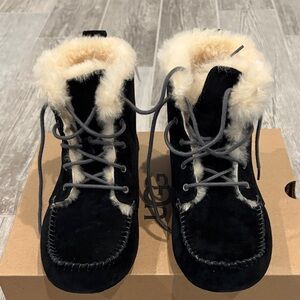UGG Black Boots with Cream Fur Lining